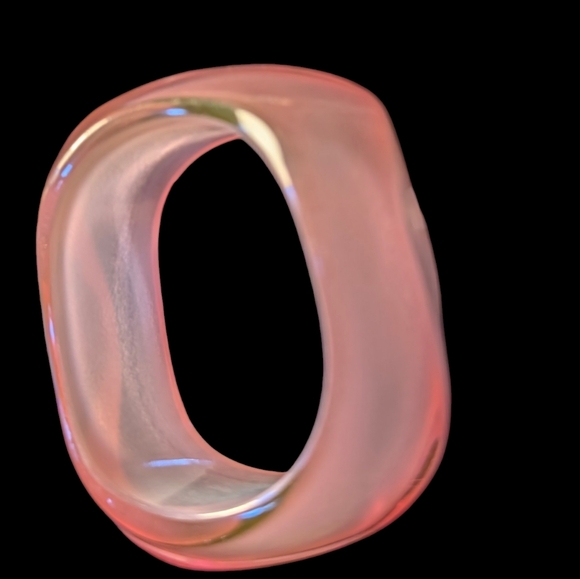 Chunky Wave Bangle Geometric Bangle 1990's Pink Bangle Pearlescent Translucent - Picture 4 of 7